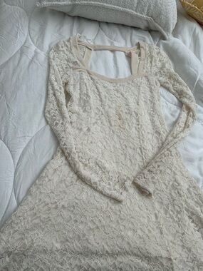 Free people Cream Lace Long-Sleeve Women's Dress